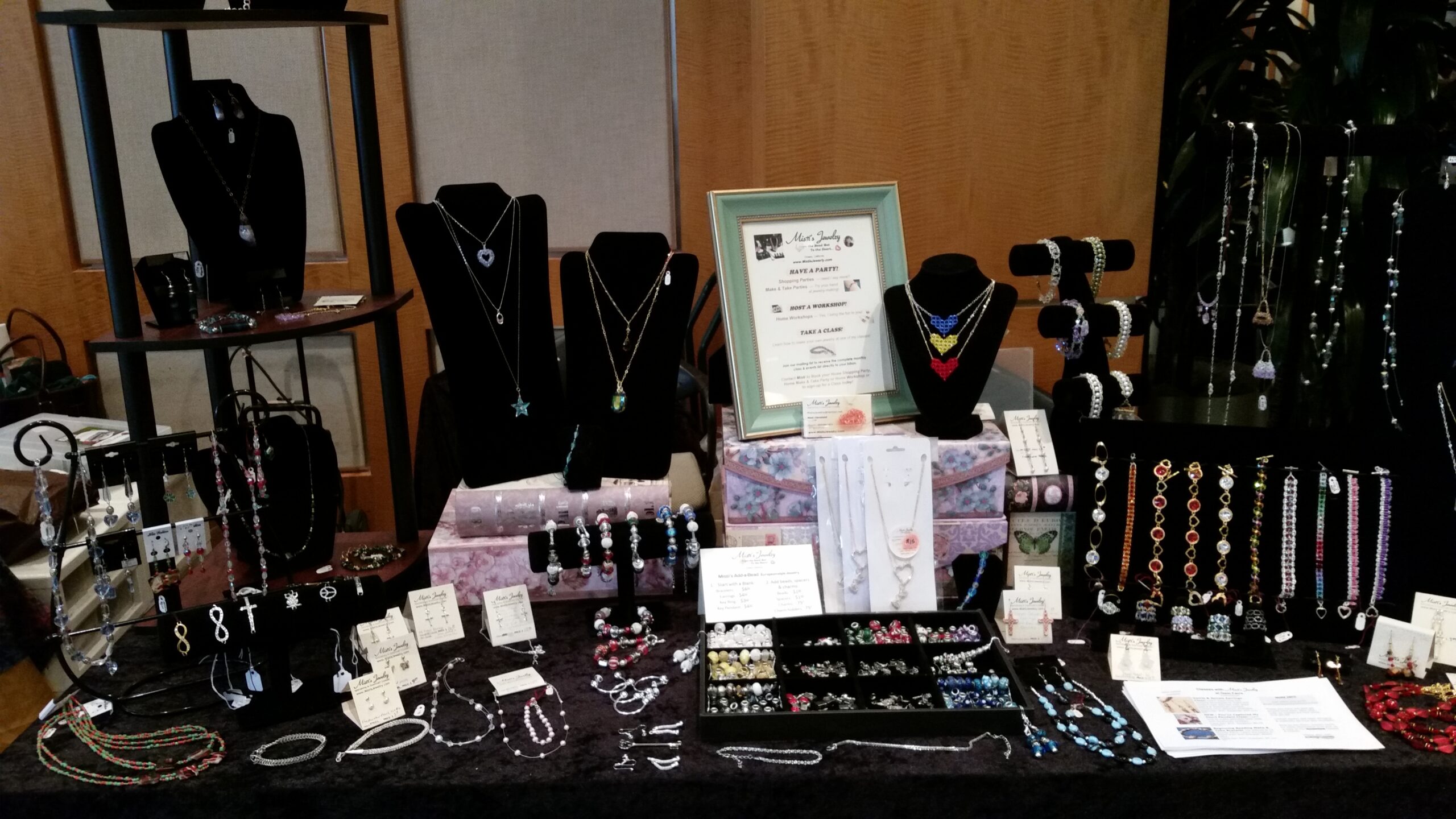 Misti's Jewlery Booth - small table set up